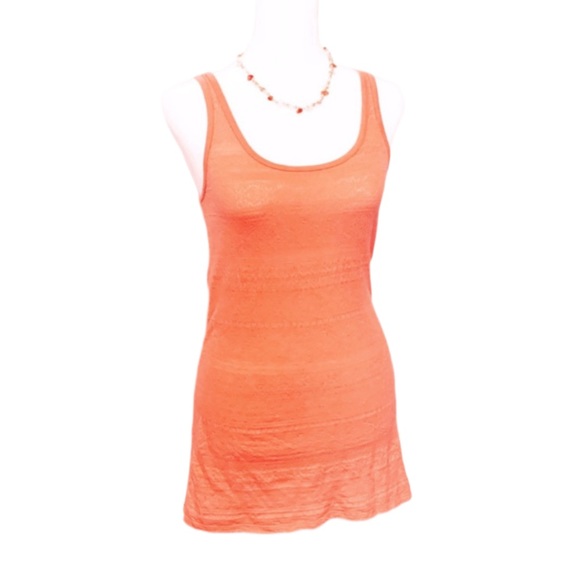 Mossimo Supply Company Long Line Orange Knit Tank Top With Western Design - Picture 1 of 5